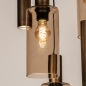 Foto 15904-10: Ronde hanglamp brons met 3 glazen en 2 kokers E27 en Gu10