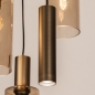Foto 15904-12: Ronde hanglamp brons met 3 glazen en 2 kokers E27 en Gu10