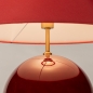 Foto 15934-1: Design-Tischlampe in Burgundy mit Glasfuß und rotem Stoffschirm (E14)