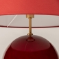 Foto 15934-2: Design-Tischlampe in Burgundy mit Glasfuß und rotem Stoffschirm (E14)