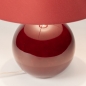 Foto 15934-3: Design-Tischlampe in Burgundy mit Glasfuß und rotem Stoffschirm (E14)