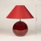 Foto 15934-7: Design-Tischlampe in Burgundy mit Glasfuß und rotem Stoffschirm (E14)