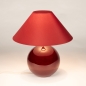 Foto 15934-9: Design-Tischlampe in Burgundy mit Glasfuß und rotem Stoffschirm (E14)