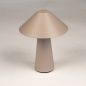 Foto 15939-2: Draadloze design tafellamp mushroom in beige mud met touchdimmer