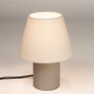 Foto 15962-2: Beige Tischlampe mit Keramikfuß und Leinen-Schirm (E14)