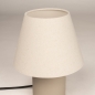 Foto 15962-3: Beige Tischlampe mit Keramikfuß und Leinen-Schirm (E14)