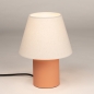 Foto 15963-2: Tafellamp van terracotta keramiek met beige linnen kap E14