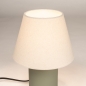 Foto 15964-5: Groene tafellamp van keramiek met beige linnen kap