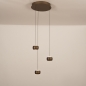 Foto 16119-2: Brons kleurige hanglamp, voorzien van drie lichtpunten, een easy lift systeem en een dim to warm functie
