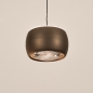 Foto 16119-7: Brons kleurige hanglamp, voorzien van drie lichtpunten, een easy lift systeem en een dim to warm functie