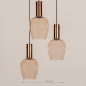 Foto 16124-1: Ronde hanglamp met amberkleurige glazen