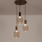 Foto 16124-2: Ronde hanglamp met amberkleurige glazen