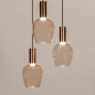 Foto 16124-4: Ronde hanglamp met amberkleurige glazen