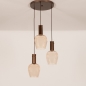 Foto 16124-5: Ronde hanglamp met amberkleurige glazen