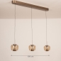 Foto 16127-5 maatindicatie: Hanglamp Rosa in brons met champagnekleurig glas voorzien van easy lift systeem
