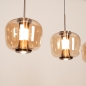Foto 16132-6: Glazen hanglamp met vijf glazen uitgevoerd in brons/champagne, voorzien van easy lift systeem