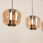 Foto 16132-7: Glazen hanglamp met vijf glazen uitgevoerd in brons/champagne, voorzien van easy lift systeem