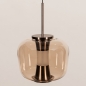 Foto 16133-11: Glazen hanglamp met drie glazen uitgevoerd in rosé/goud, voorzien van easy lift systeem