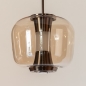 Foto 16133-12: Glazen hanglamp met drie glazen uitgevoerd in rosé/goud, voorzien van easy lift systeem