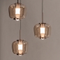 Foto 16133-3: Glazen hanglamp met drie glazen uitgevoerd in rosé/goud, voorzien van easy lift systeem