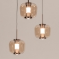 Foto 16133-4: Glazen hanglamp met drie glazen uitgevoerd in rosé/goud, voorzien van easy lift systeem