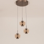 Foto 16133-5: Glazen hanglamp met drie glazen uitgevoerd in rosé/goud, voorzien van easy lift systeem