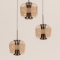 Foto 16133-6: Glazen hanglamp met drie glazen uitgevoerd in rosé/goud, voorzien van easy lift systeem