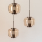 Foto 16133-7: Glazen hanglamp met drie glazen uitgevoerd in rosé/goud, voorzien van easy lift systeem