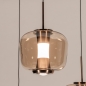Foto 16133-8: Glazen hanglamp met drie glazen uitgevoerd in rosé/goud, voorzien van easy lift systeem