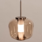 Foto 16133-9: Glazen hanglamp met drie glazen uitgevoerd in rosé/goud, voorzien van easy lift systeem