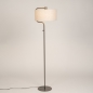 Foto 16165-2:  Eigentijdse bruine vloerlamp met beige, linnen kap. 