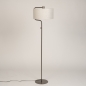 Foto 16165-3:  Eigentijdse bruine vloerlamp met beige, linnen kap. 
