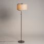 Foto 16165-4:  Eigentijdse bruine vloerlamp met beige, linnen kap. 