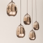 Foto 16234-10: Hanglamp Champagne / Beige Egg met vijf amberkleurige glazen