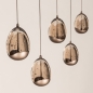 Foto 16234-11: Hanglamp Champagne / Beige Egg met vijf amberkleurige glazen