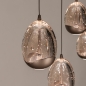 Foto 16234-13: Hanglamp Champagne / Beige Egg met vijf amberkleurige glazen