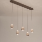 Foto 16234-2: Hanglamp Champagne / Beige Egg met vijf amberkleurige glazen