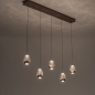 Foto 16234-3: Hanglamp Champagne / Beige Egg met vijf amberkleurige glazen