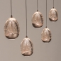 Foto 16234-5: Hanglamp Champagne / Beige Egg met vijf amberkleurige glazen