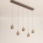 Foto 16234-8: Hanglamp Champagne / Beige Egg met vijf amberkleurige glazen