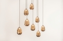Foto 16235-1: Hanglamp Champagne/Beige Egg met acht champagnekleurige glazen