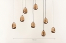 Foto 16235-2: Hanglamp Champagne/Beige Egg met acht champagnekleurige glazen