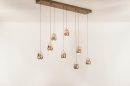 Foto 16235-3: Hanglamp Champagne/Beige Egg met acht champagnekleurige glazen