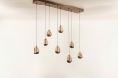 Foto 16235-4: Hanglamp Champagne/Beige Egg met acht champagnekleurige glazen