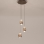 Foto 16238-2: Hanglamp Champagne/Beige Egg met drie champagnekleurige glazen