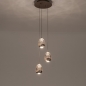 Foto 16238-3: Hanglamp Champagne/Beige Egg met drie champagnekleurige glazen