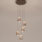 Foto 16239-2: Hanglamp Champagne/Beige Egg met vijf champagnekleurige glazen