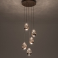 Foto 16239-3: Hanglamp Champagne/Beige Egg met vijf champagnekleurige glazen
