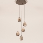 Foto 16239-7: Hanglamp Champagne/Beige Egg met vijf champagnekleurige glazen