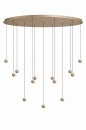 Foto 16268-1: Grote beige design hanglamp met 13 bolletjes met dimbare led verlichting en ovale plafondplaat